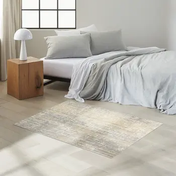 3' X 5' Gray Abstract Power Loom Area Rug