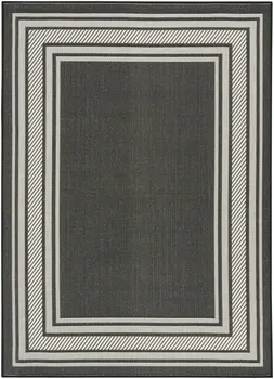 5' X 7' Black Geometric Indoor Outdoor Area Rug