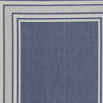 5' X 7' Denim Blue And Ivory Geometric Indoor Outdoor Area Rug