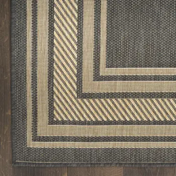 5' X 7' Charcoal Geometric Indoor Outdoor Area Rug