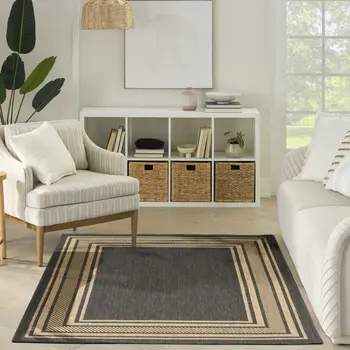 5' X 7' Charcoal Geometric Indoor Outdoor Area Rug