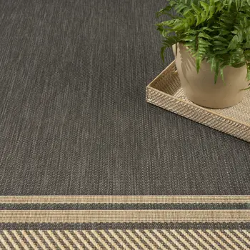 5' X 7' Charcoal Geometric Indoor Outdoor Area Rug