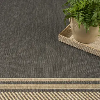 5' X 7' Charcoal Geometric Indoor Outdoor Area Rug