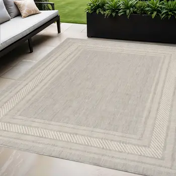 5' X 7' Gray Geometric Indoor Outdoor Area Rug