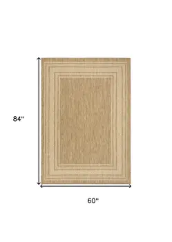 5' X 7' Natural Geometric Indoor Outdoor Area Rug
