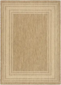 5' X 7' Natural Geometric Indoor Outdoor Area Rug
