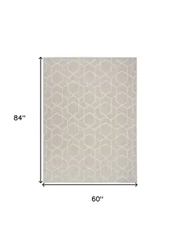 5' X 7' Gray And Beige Geometric Indoor Outdoor Area Rug