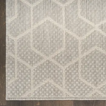 5' X 7' Gray And Beige Geometric Indoor Outdoor Area Rug