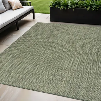 5' X 7' Green Geometric Indoor Outdoor Area Rug