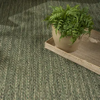 5' X 7' Green Geometric Indoor Outdoor Area Rug