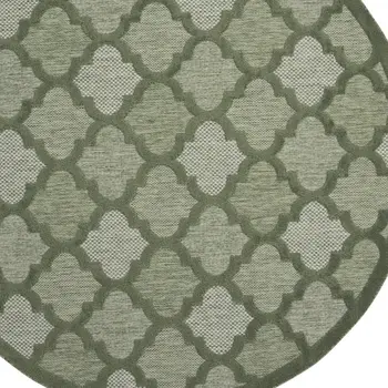 8' Green Round Geometric Indoor Outdoor Area Rug