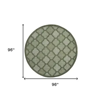 8' Green Round Geometric Indoor Outdoor Area Rug