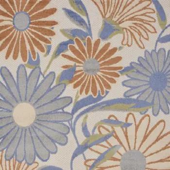 4' X 6' Beige Floral Indoor Outdoor Area Rug