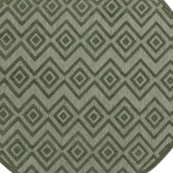 8' Green Round Geometric Indoor Outdoor Area Rug
