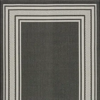6' X 9' Black Geometric Indoor Outdoor Area Rug