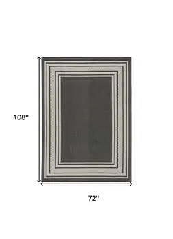 6' X 9' Black Geometric Indoor Outdoor Area Rug