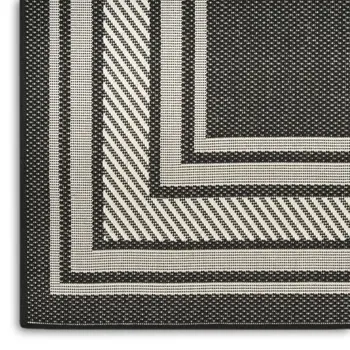 6' X 9' Black Geometric Indoor Outdoor Area Rug