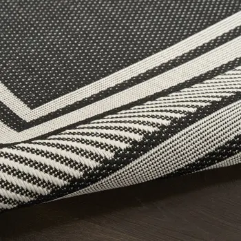 6' X 9' Black Geometric Indoor Outdoor Area Rug