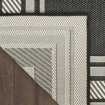 6' X 9' Black Geometric Indoor Outdoor Area Rug