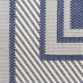 6' X 9' Navy Blue And Ivory Geometric Indoor Outdoor Area Rug