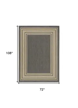 6' X 9' Charcoal Geometric Indoor Outdoor Area Rug