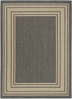 6' X 9' Charcoal Geometric Indoor Outdoor Area Rug