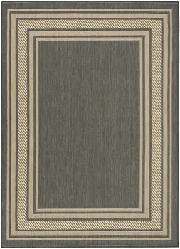 6' X 9' Charcoal Geometric Indoor Outdoor Area Rug