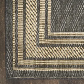 6' X 9' Charcoal Geometric Indoor Outdoor Area Rug