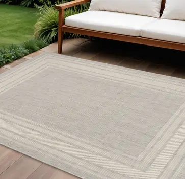 6' X 9' Gray Geometric Indoor Outdoor Area Rug