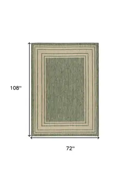 6' X 9' Green Geometric Indoor Outdoor Area Rug