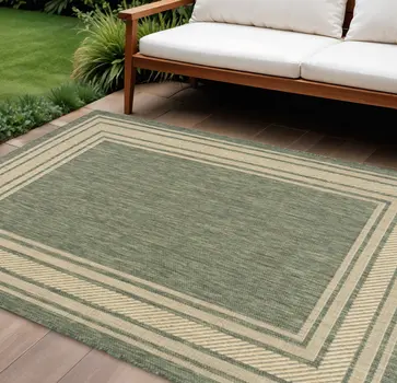 6' X 9' Green Geometric Indoor Outdoor Area Rug