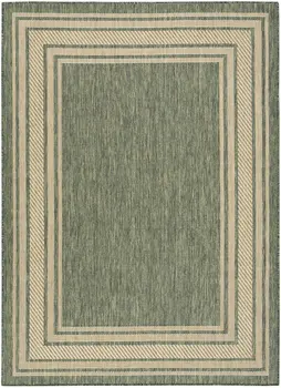 6' X 9' Green Geometric Indoor Outdoor Area Rug