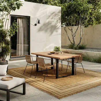6' X 9' Natural Geometric Indoor Outdoor Area Rug