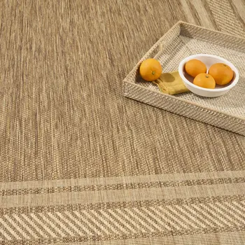 6' X 9' Natural Geometric Indoor Outdoor Area Rug