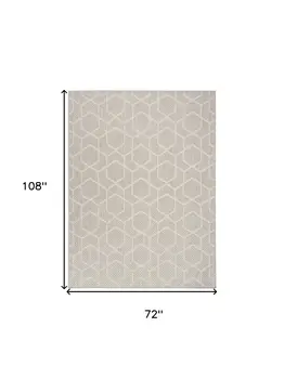 6' X 9' Gray And Ivory Geometric Indoor Outdoor Area Rug