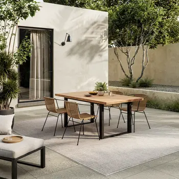 6' X 9' Gray Geometric Indoor Outdoor Area Rug