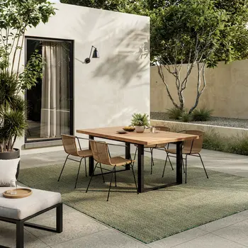 6' X 9' Green Geometric Indoor Outdoor Area Rug