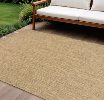 6' X 9' Natural Geometric Indoor Outdoor Area Rug