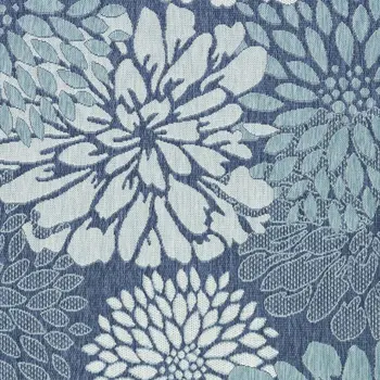 6' X 9' Navy Blue Floral Indoor Outdoor Area Rug