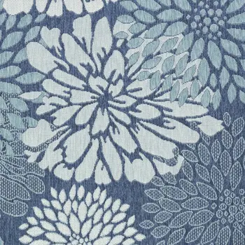 6' X 9' Navy Blue Floral Indoor Outdoor Area Rug