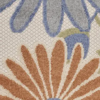 5' X 8' Beige Floral Indoor Outdoor Area Rug