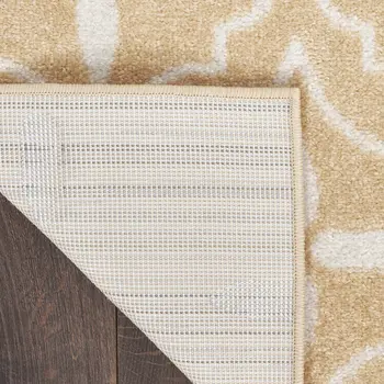 6' X 9' Beige And Ivory Geometric Indoor Outdoor Area Rug