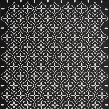 6' X 9' Black And Ivory Geometric Indoor Outdoor Area Rug