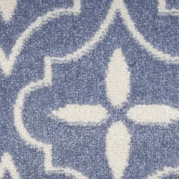 6' X 9' Blue And Ivory Geometric Indoor Outdoor Area Rug