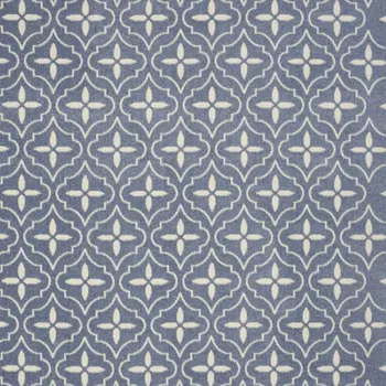 6' X 9' Blue And Ivory Geometric Indoor Outdoor Area Rug