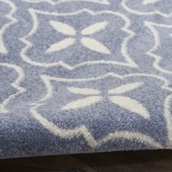 6' X 9' Blue And Ivory Geometric Indoor Outdoor Area Rug
