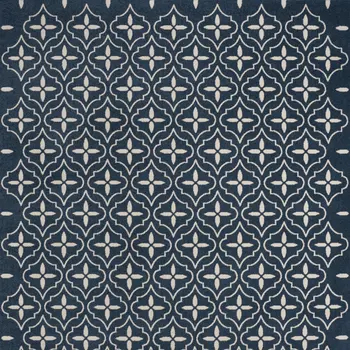6' X 9' Navy Blue And Ivory Geometric Indoor Outdoor Area Rug
