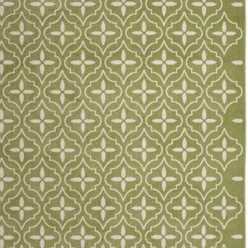 6' X 9' Green And Ivory Geometric Indoor Outdoor Area Rug