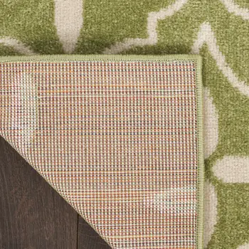 6' X 9' Green And Ivory Geometric Indoor Outdoor Area Rug