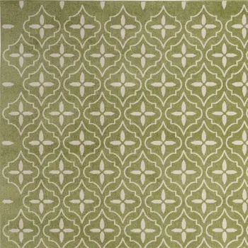 6' X 9' Green And Ivory Geometric Indoor Outdoor Area Rug